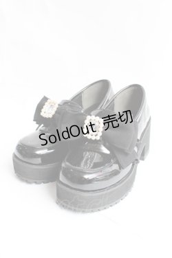 画像1: Honey Cinnamon / ビジューエナメルシューズ ｍ 黒 Y-25-11-15-050-LO-SH-SZ-ZY