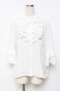 axes femme kawaii / シャルロットブラウス M 白 Y-25-11-15-057-AX-BL-SZ-ZI