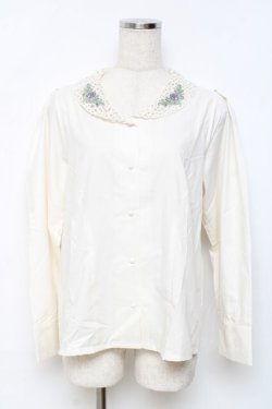 画像1: an another angelus / ローズ刺繍レースショールカラーシャツ  生成り Y-25-11-15-059-CA-BL-SZ-ZY