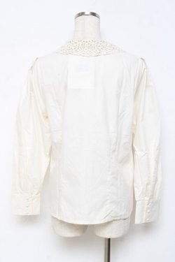 画像2: an another angelus / ローズ刺繍レースショールカラーシャツ  生成り Y-25-11-15-059-CA-BL-SZ-ZY