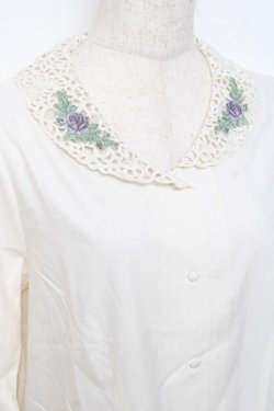 画像3: an another angelus / ローズ刺繍レースショールカラーシャツ  生成り Y-25-11-15-059-CA-BL-SZ-ZY