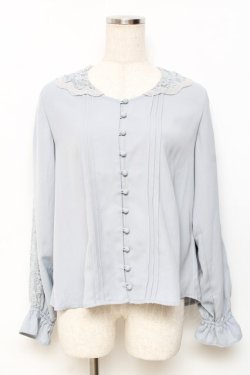 画像1: an another angelus / レース襟ピンタックブラウス  サックス Y-25-11-15-060-CA-BL-SZ-ZY