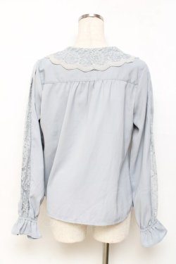 画像2: an another angelus / レース襟ピンタックブラウス  サックス Y-25-11-15-060-CA-BL-SZ-ZY