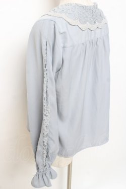 画像3: an another angelus / レース襟ピンタックブラウス  サックス Y-25-11-15-060-CA-BL-SZ-ZY