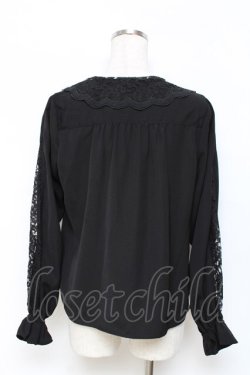 画像2: an another angelus / レース襟ピンタックブラウス  黒 Y-25-11-15-061-CA-BL-SZ-ZY