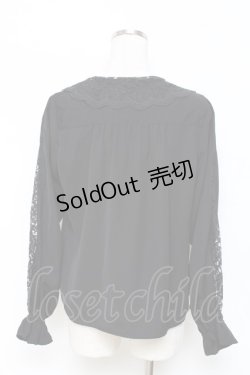 画像2: an another angelus / レース襟ピンタックブラウス  黒 Y-25-11-15-061-CA-BL-SZ-ZY