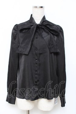 画像1: evelyn / オーガンジーボウタイブラウス  黒 Y-25-11-15-063-LO-BL-SZ-ZY
