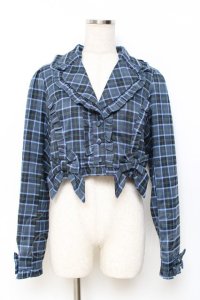 axes femme kawaii / タータンチェックジャケット  ブルー Y-25-11-15-065-AX-JA-AS-ZY