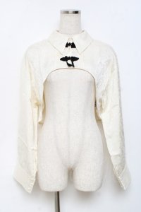 axes femme / チャイナ釦付ボレロ風ブラウス  生成り Y-25-11-15-067-AX-TO-SZ-ZY