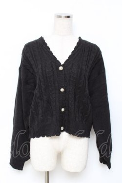 画像1: axes femme / パールボタンニットカーディガン  黒 Y-25-11-15-071-AX-TO-SZ-ZY