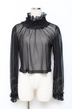 画像1: ALICE and the PIRATES / ドットチュールプルオーバー  黒 Y-25-11-15-083-PA-TO-SZ-ZY