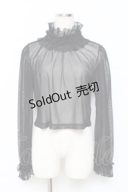 画像1: ALICE and the PIRATES / ドットチュールプルオーバー  黒 Y-25-11-15-083-PA-TO-SZ-ZY