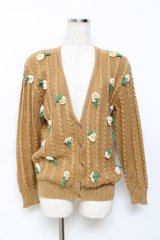 PINK HOUSE / ひな菊モチーフ付きニットカーディガン F ブラウン Y-25-11-15-086-LO-TO-SZ-ZY