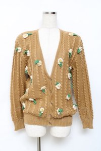 PINK HOUSE / ひな菊モチーフ付きニットカーディガン F ブラウン Y-25-11-15-086-LO-TO-SZ-ZY