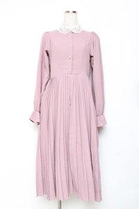 m petit by misako / AM*レースエリプリーツワンピース S 中桃 Y-25-11-15-093-LO-OP-SZ-ZY