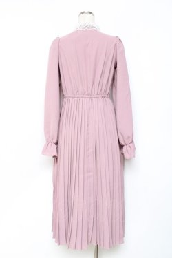 画像2: m petit by misako / AM*レースエリプリーツワンピース S 中桃 Y-25-11-15-093-LO-OP-SZ-ZY