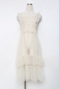 画像1: m petit by misako / ドットチュールエプロン S 生成り Y-25-11-15-094-LO-OP-SZ-ZY