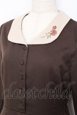 画像4: an another angelus / 刺繍入り花柄切替ロングワンピース  ブラウン Y-25-11-15-096-CA-OP-SZ-ZY