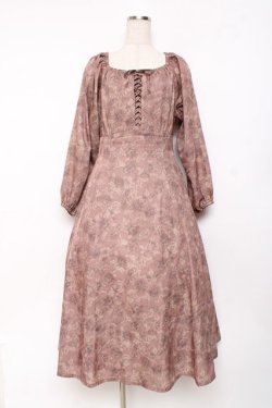 画像1: an another angelus / フロントレースアップペイズリーフラワーワンピース  ブラウン Y-25-11-15-097-CA-OP-SZ-ZY