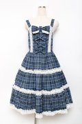 axes femme kawaii / タータンチェックジャンスカ  ブルー Y-25-11-15-100-AX-OP-AS-ZY