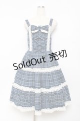 axes femme kawaii / タータンチェックジャンスカ  ブルー Y-25-11-15-100-AX-OP-AS-ZY