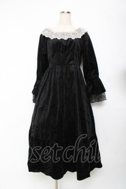 画像1: axes femme / パゴタ袖ベロアワンピース  黒 Y-25-11-15-101-AX-OP-SZ-ZY