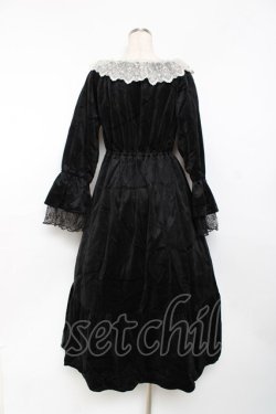 画像2: axes femme / パゴタ袖ベロアワンピース  黒 Y-25-11-15-101-AX-OP-SZ-ZY