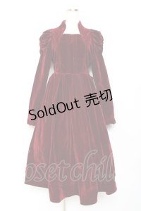 axes femme kawaii / クラシカルベロアワンピース  ワイン Y-25-11-15-103-AX-OP-SZ-ZY