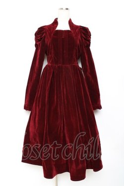 画像1: axes femme kawaii / クラシカルベロアワンピース  ワイン Y-25-11-15-103-AX-OP-SZ-ZY
