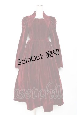 画像1: axes femme kawaii / クラシカルベロアワンピース  ワイン Y-25-11-15-103-AX-OP-SZ-ZY