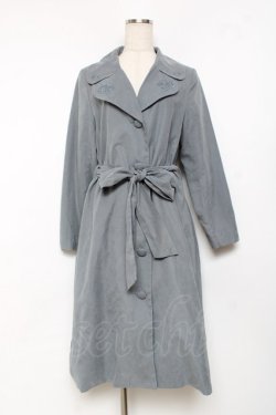 画像1: an another angelus / 薔薇刺繍ピーチスキンコート  ブルー Y-25-11-15-108-CA-CO-SZ-ZY
