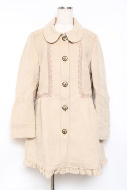 画像1: axes femme / レース配色丸襟コート  ベージュ Y-25-11-15-113-AX-CO-SZ-ZY