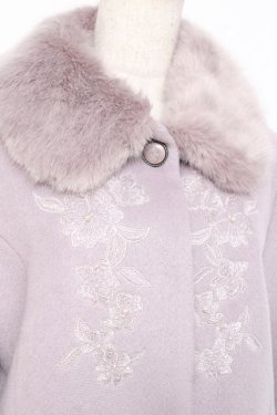 画像3: axes femme / ファー襟フロント刺繍ロングコート  ラベンダー Y-25-11-15-114-AX-CO-SZ-ZY
