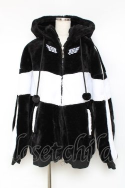 画像1: LISTEN FLAVOR / うさ耳天使のファーブルゾン  白黒 Y-25-11-15-115-PU-CO-SZ-ZY