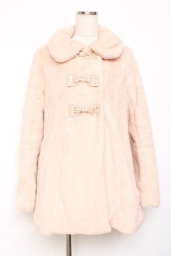 画像1: Emily Temple cute / リボンプリントファーブルゾン  ベージュ Y-25-11-15-116-ET-CO-SZ-ZY