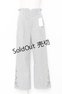 axes femme / 裾刺繍起毛ストレートパンツ  グレー Y-25-11-15-118-AX-PA-SZ-ZY