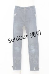 axes femme / 猫×時計刺繍デニムパンツ  デニム Y-25-11-15-119-AX-PA-SZ-ZY