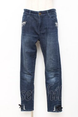 画像1: axes femme / 猫×時計刺繍デニムパンツ  デニム Y-25-11-15-119-AX-PA-SZ-ZY