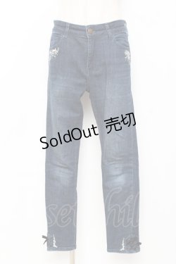 画像1: axes femme / 猫×時計刺繍デニムパンツ  デニム Y-25-11-15-119-AX-PA-SZ-ZY