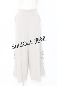 axes femme / プチリボンスリットワイドPT  グレージュ Y-25-11-15-122-AX-PA-SZ-ZY