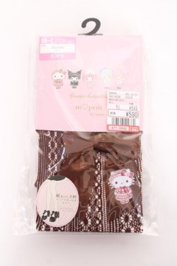 画像1: m petit by misako / AMキティリボンタイツ M-L 中茶 Y-25-11-15-019-LO-ZA-SZ-ZY