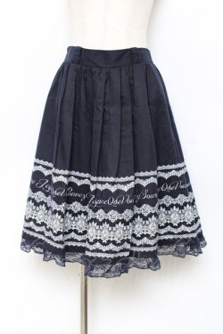 画像1: axes femme / レースプリントスカート  紺 Y-25-11-15-127-AX-SK-SZ-ZY