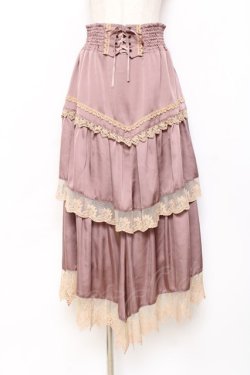 画像1: axes femme / サテンイレヘムスカート  アワピンク Y-25-11-15-130-AX-SK-SZ-ZY