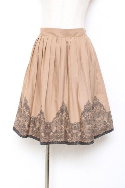 画像1: axes femme / パネル柄プリーツスカート  キャメル Y-25-11-15-131-AX-SK-SZ-ZY