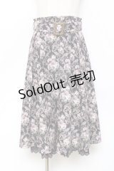 axes femme / ウォールオーナメント柄スカート  黒 Y-25-11-15-133-AX-SK-SZ-ZY