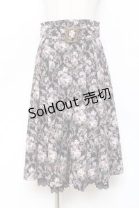 axes femme / ウォールオーナメント柄スカート  黒 Y-25-11-15-133-AX-SK-SZ-ZY