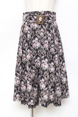 画像1: axes femme / ウォールオーナメント柄スカート  黒 Y-25-11-15-133-AX-SK-SZ-ZY