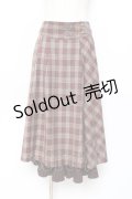 axes femme / 裾プリーツチェック柄スカート  ブラウン Y-25-11-15-134-AX-SK-SZ-ZY