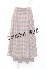 axes femme / 裾プリーツチェック柄スカート  ブラウン Y-25-11-15-134-AX-SK-SZ-ZY