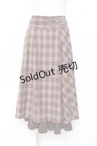 axes femme / 裾プリーツチェック柄スカート  ブラウン Y-25-11-15-134-AX-SK-SZ-ZY
